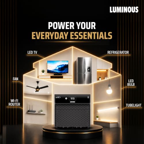 Image of Luminous Li-On Black 1250 1100VA 12.8V Pure Sine Wave Inverter for Home & Shops | LCD Display & Easy Installation | 1208Wh with in-Built Lithium-ion Battery | 3X Fast Charging | 5+3 Yrs Warranty | 1208Wh with in-Built Lithium-ion Battery, 3X Fast Charging, LCD Display & Easy Installation, For Home & Shops