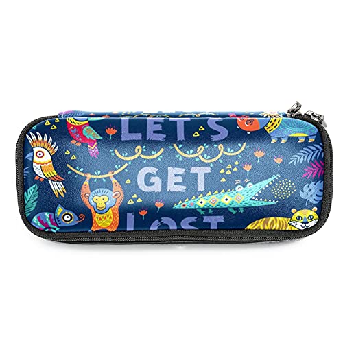 Estuche organizador de gran capacidad, estuche de cuero para estudiantes, doble cremallera, estuche para lápices, escamas de sirena y peces, Multicolor 8, 19x7.5x3.8cm/7.5x3x1.5in, Organizador de