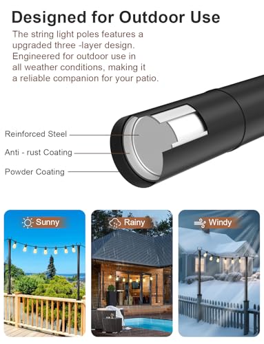 Postes de luz para cubierta exterior resistentes de 5 pies con clips de fijación pack de 6 5