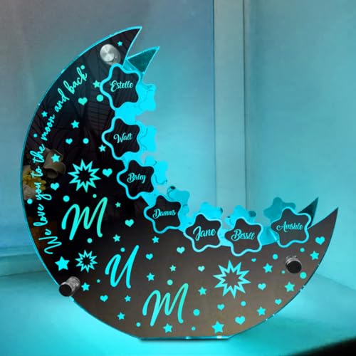 Lámpara de espejo personalizada luna y estrella para madre miniatura 2