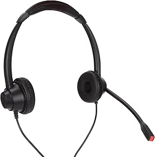 rj9 telephone headset, mute function noise cancelling volume adjustment soft earmuffs corded business headphone with mic for office for customer service