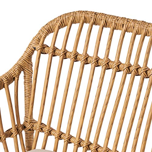 Christopher Knight Home Rodney Indoor Woven Faux Rattan Chairs with Cushions (Set of 2), Light Brown and Beige Finish - Image 4