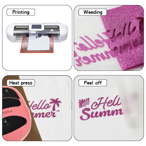 Image of RENLITONG Glitter Purple Iron on Vinyl - 12Inch by 5ft Roll HTV Heat Transfer Vinyl for T-Shirt HTV Rolls for All Cutter Machine - Easy to Cut & Weed for Heat Transfer Design