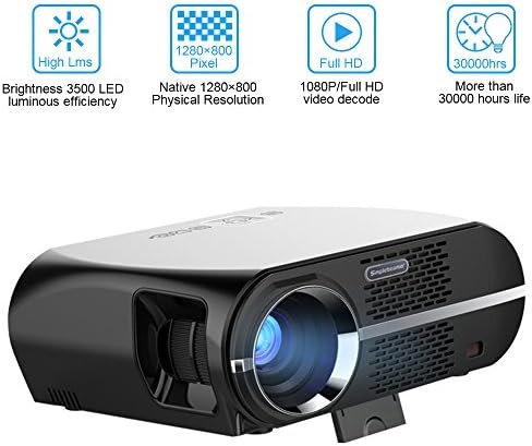 Video Projector Full HD, VPRAWLS HD LED Home Theater Projector Movie Projector with 1280x800 WXGA Resolution Support 1080P HDMI USB VGA for Home Cinema Party Games