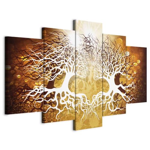 artgeist Canvas Wall Art Print Tree People 59x30 in - 5pcs Home Decor Framed Stretched Picture Photo Painting Artwork Image Kiss Couple Like Painted b-A-0284-b-n