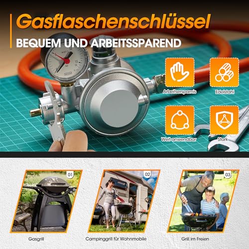 YODEN Gasflaschenschlüssel Edelstahl - Multi Funktion Mit Starkem Magnet und Flaschenöffner - Outdoor Gasregler Schlüssel