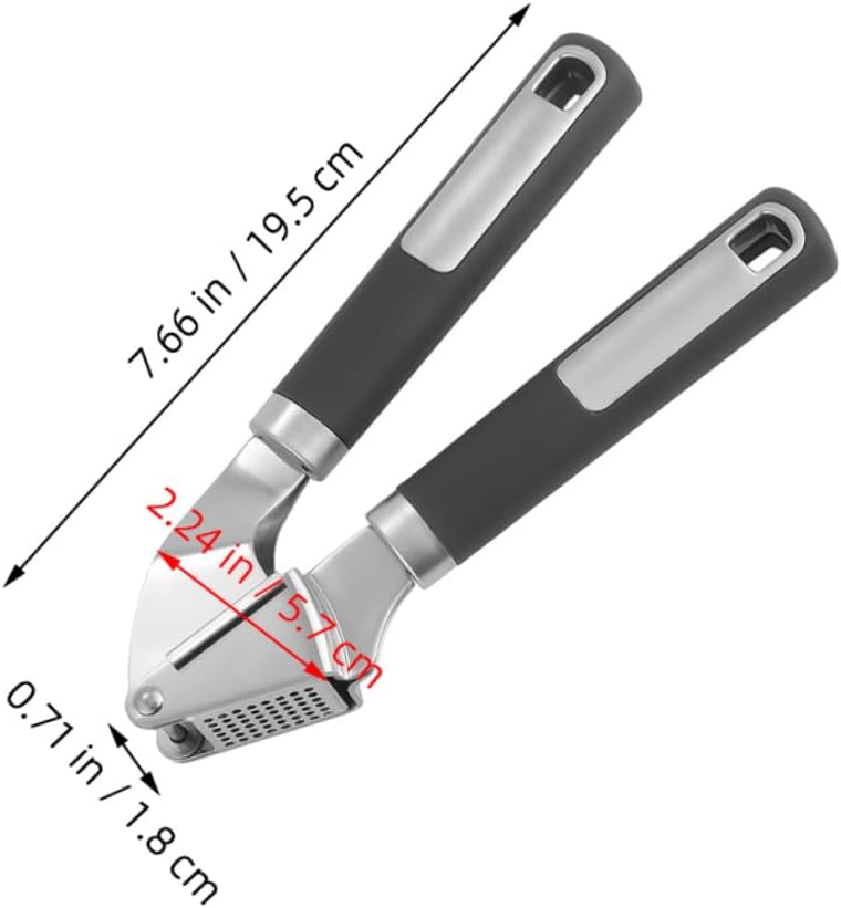 KICHOUSE Manual Stainless Steel Garlic Press Tool with Ginger Mincer Kitchen Garlic Masher for Home Cooking