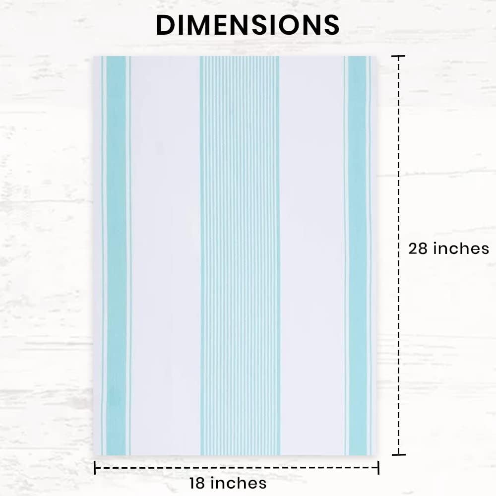 Stripe Kitchen Towels Decor Hanging Loop Dish Towels Boho Stripe Absorbent Festive Gift Set of 6 Pantry Kitchen Reversible 18x28 in Dish Towels|Vintage Farmhouse Style|Turquoise