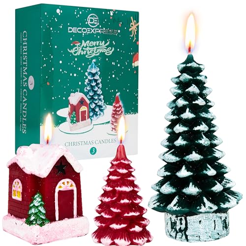 Deco Express Kerzen Deko 3er Set Weihnachten Deko Candle mit...