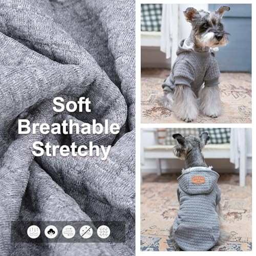 Image of BEAUTYZOO Small Dog Hoodie Sweater with Pockets, Dog Clothes for Small Medium Dogs Boy Girl, Waffle-like Laminated Cotton Pet Coats with Hat and Leash Hole, All Weather Coat for Puppy Doggie Chihuahua