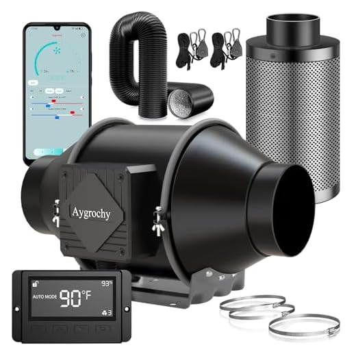 Cultivalley Mini Klima-Set - 105m³ Rohrlüfter & 160m³ Aktivkohle-Filter 100mm Ø - Abluftset für kleine Räume zb. Growzelt Homebox Darkroom Hydroshoot Grow-Room 10 Aygrochy Abluftset 100mm,Rohrventilator mit Temperatur- und Feuchtigkeitsregler, WiFi App Steuerung, Aktivkohlefilter Schlauch Abluft Lüfter, Belüftungssystem Lüftungsset für Growzelt