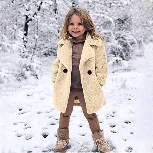 Kids Fleece Jacket Winter Sherpa Fuzzy Lapel Collar Fall Coats for Girls Toddler Trench Coat Warm Christmas Clothes3