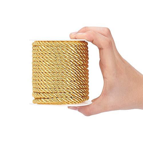 image for PH PandaHall 5mm Gold Twisted Cord 3-Ply Decorative Polyester Silk Cor