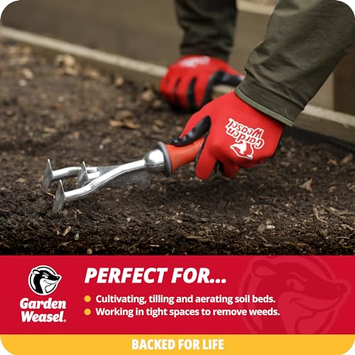 Image of Garden Weasel Double-Sided Garden Cultivator /Tiller | Cultivate, Till, Break Up Soil | Planting and Gardening Hand Digging Tool, Heavy Duty Cultivator, Hand Tool Weeder | 91367