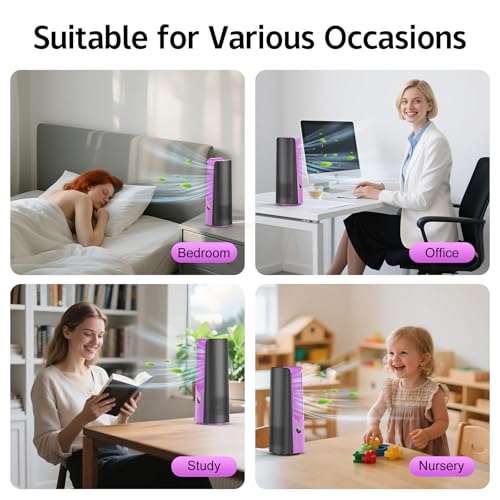 KONSIDEN Bladeless Desk Fan for Office, 13-Inch Small Quiet Desktop Fan with 9 Speeds, 60° Oscillation, 1–9H Timer and LED Display, Plug-In Bedside Fan with Adapter for Bedroom and Nightstand by KONSIDEN - Used condition - Image 9