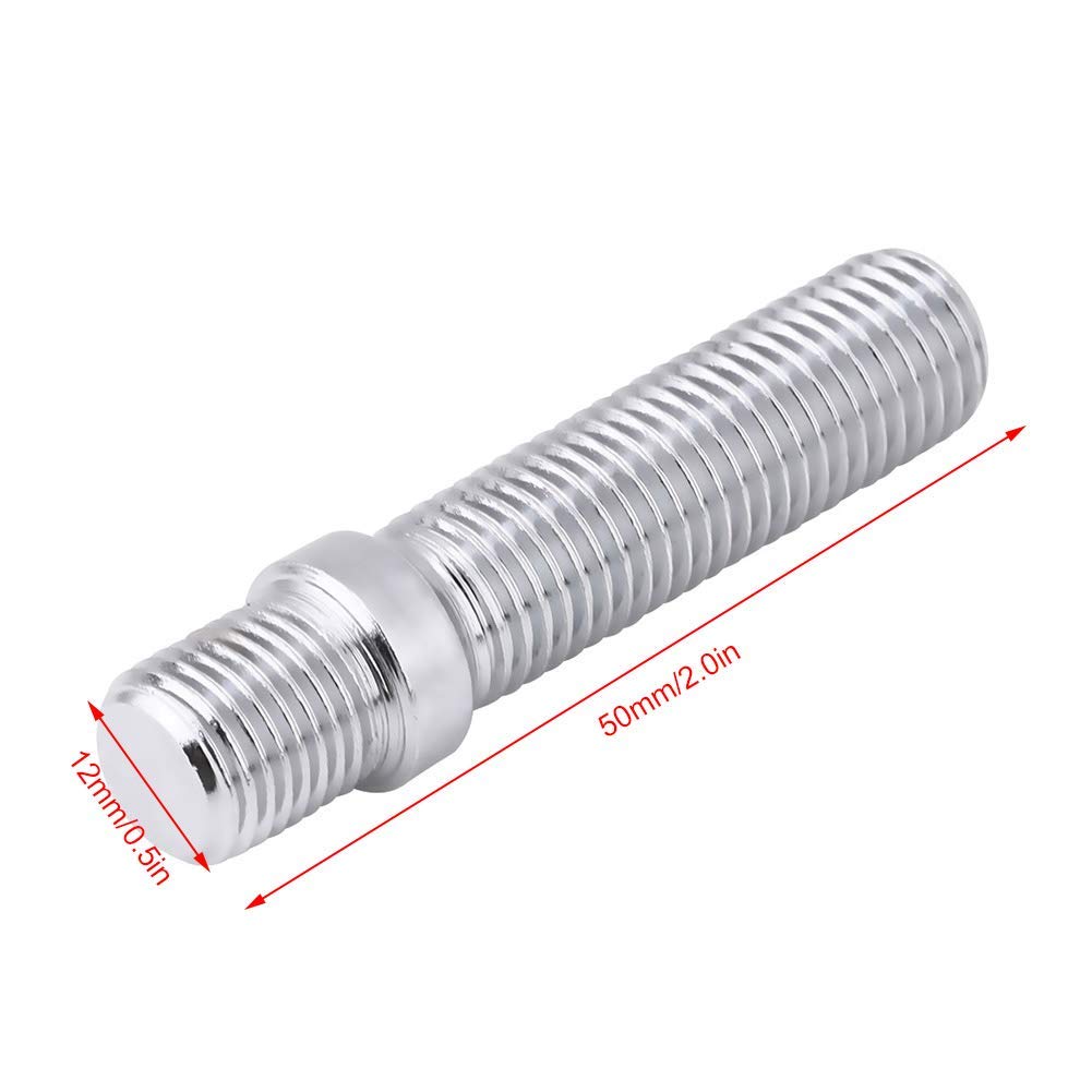 Perno de rueda extendido, 20pcs 50mm Conversión de perno de ruedas extendido 12x1.5 a 12x1.5 Adaptador de tornillo apto para 1998-2008