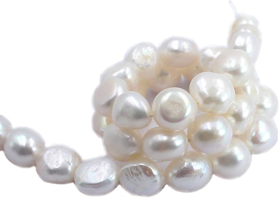 Natural Freeform Long Baroque White Freshwater Pearl Loose Jewelry Making Beads Strand 15" Natural Stone for Necklace Bracelet Earrings DIY Design (11-12mm)