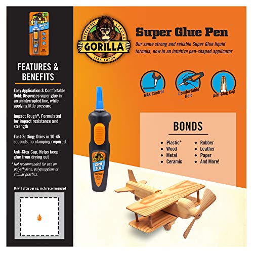 Gorilla Super Glue Pen, 6 Gram, Clear (Pack of 1) - image 2