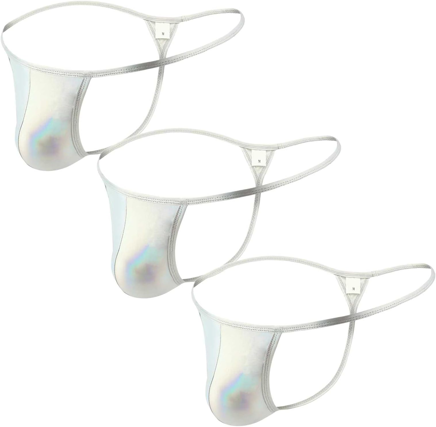 Four Seasons Men's Thongs Low Rise G-String Underpants Butt-Flaunting Underwear T-Back Briefs 3pcs (Color : Silver, Size : XL-XLarge)