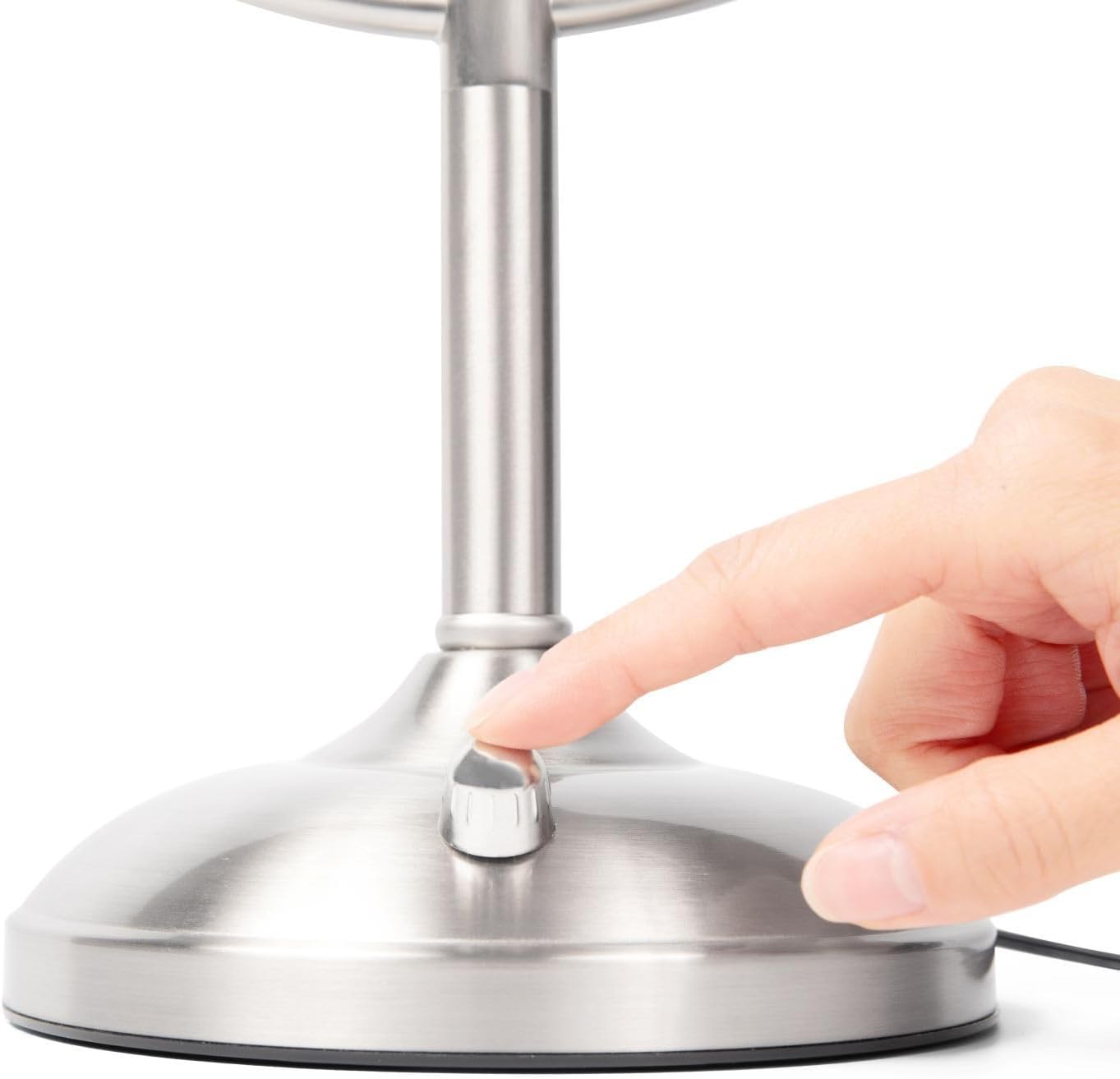 JERDON Lighted Tabletop Mirror with 10X/1X Magnification - LED Lighted Makeup Mirror with Multiple Light Settings in Nickel Finish - 8.5-Inch Diameter Vanity Mirror - Model JS8510BN