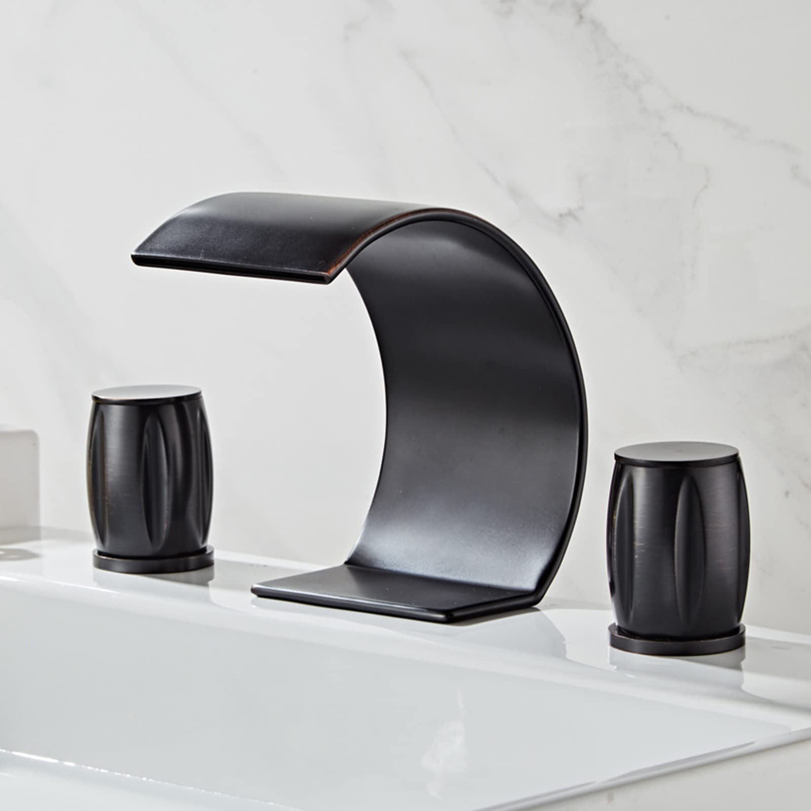 Mitigeur de lavabo 3 trous jet cascade et double commande eau chaude froide - 4