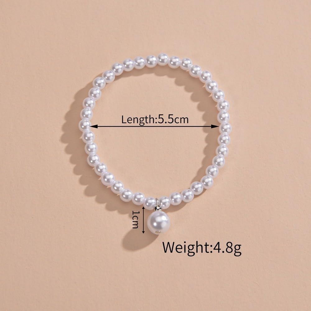 Boho Perline Bianche Ciondola Bracciale di Perle con Perline Catena per Piedi Cavigliera Elasticizzata Gioielli da Spiaggia Estivi per Le Donne