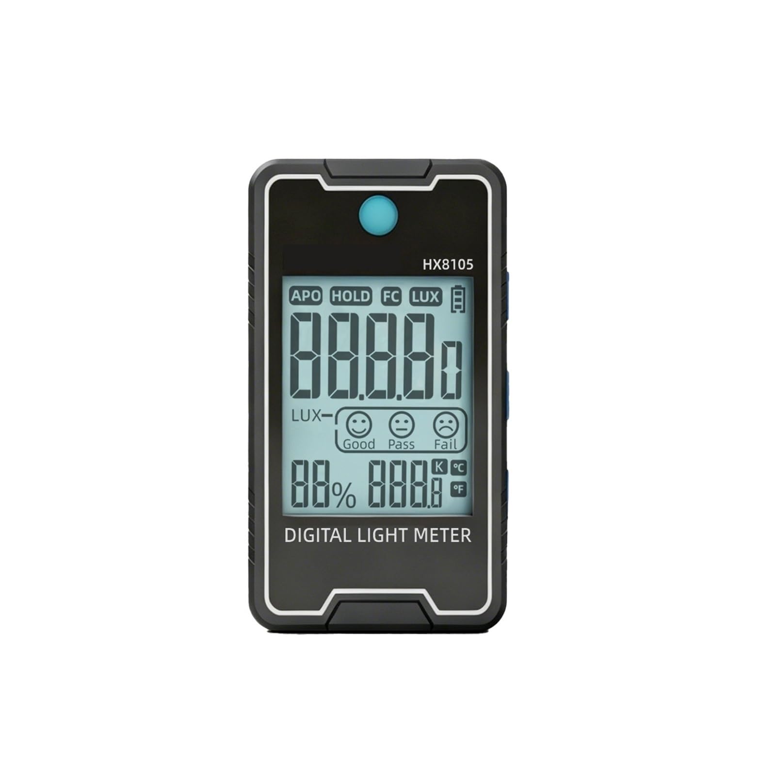 Medidor de Luz, Mini medidor Recargable de Temperatura Color y Lux, probador Humedad Ligera 4 en 1