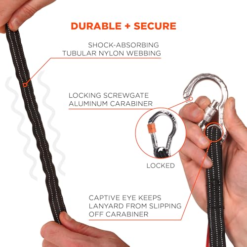 Image of Ergodyne Squids 3100 Tool Lanyard with Single Carabiner and Adjustable Loop End, Standard Length, 100-Pack