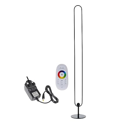ATORSE Modern Corner Floor Lamp Indoor Dimming RGB Light Remote Control Black