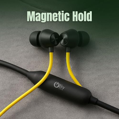Image of Bluetooth Wireless in-Ear Earphones with Mic | Fast Charging 10 Mins = 20 Hrs Music, 30 Hrs Total Battery, Deep Bass, Lightweight Neckband Headphones (Yellow)