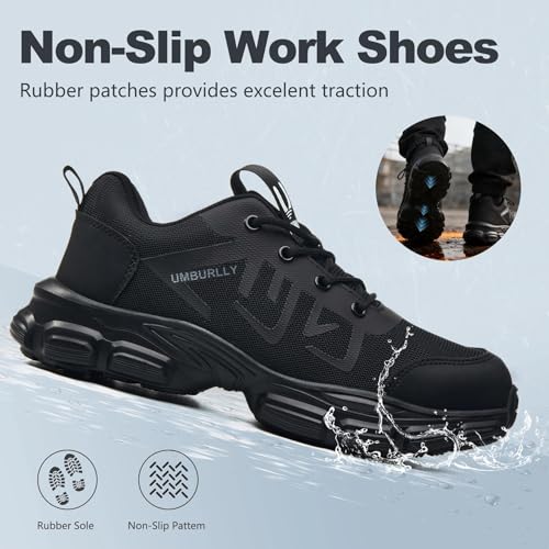 Image of Hogent Steel Toe Shoes for Men Lightweight Comfortable Non Slip Work Shoes Women Puncture Proof Safety Sneakers for Industrial Construction & Daily Life