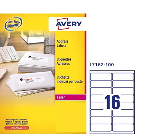 50 FOGLI ETICHETTE LASER A GETTO D'INCHIOSTRO INDIRIZZO 14 UP 99x38 mm