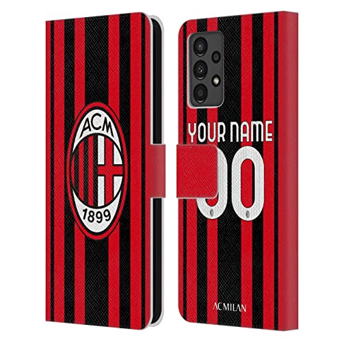 Carcasa de cuero Samsung A13 AC Milan con costuras de alta resistencia