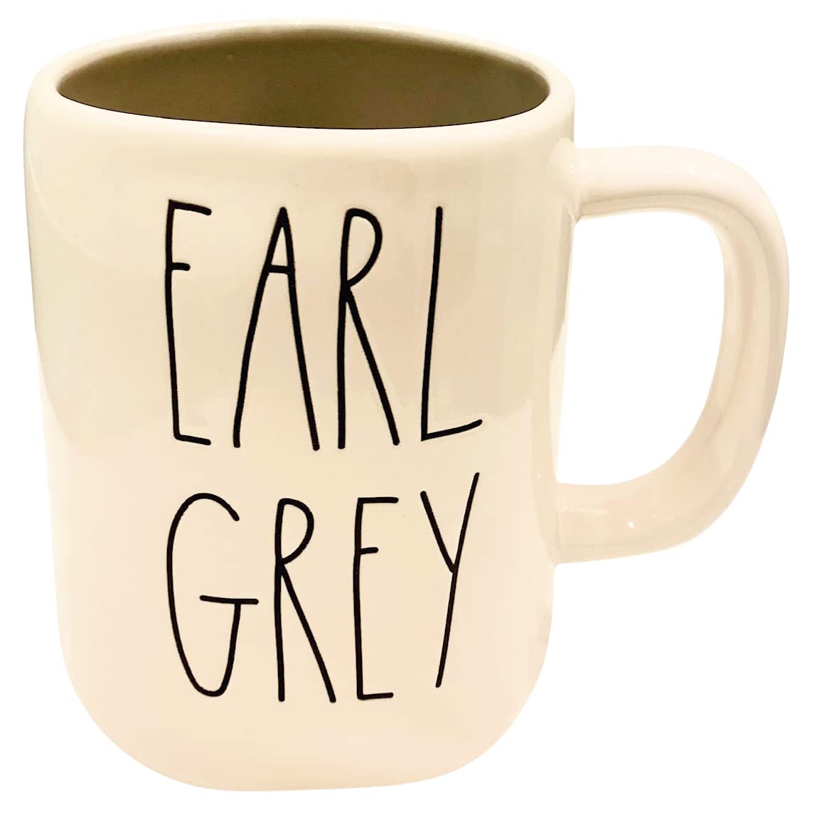 Rae Dunn by Magenta Large (20 fl. oz.) Ceramic Gift Mug with Grey Interior Inscribed: EARL GREY | Great Gift for Tea Drinkers
