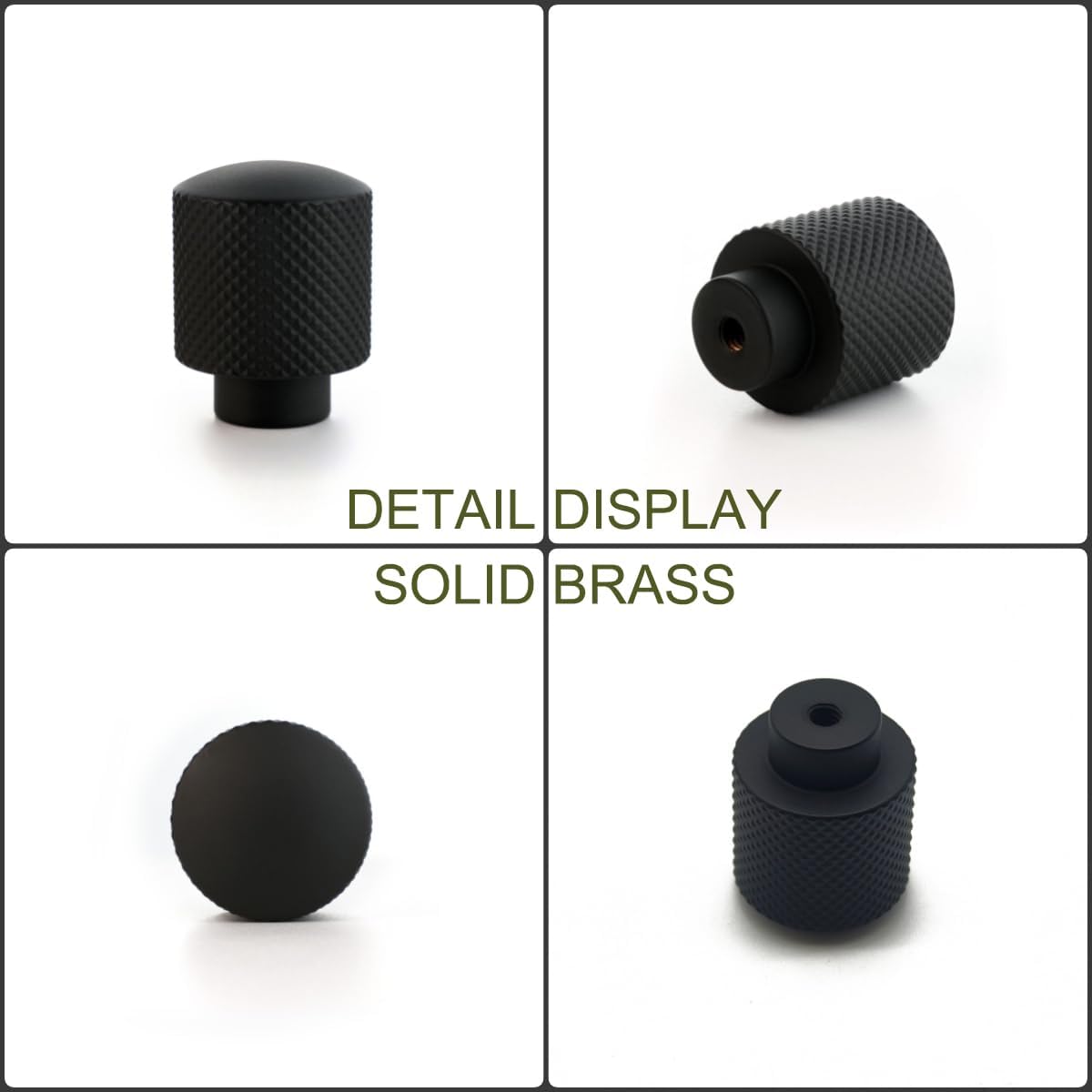 Matte Black Cabinet Knobs 6 Pack Knurled Brass Round Drawer Knobs Solid Dresser Knobs Kitchen Cabinet Handles Black