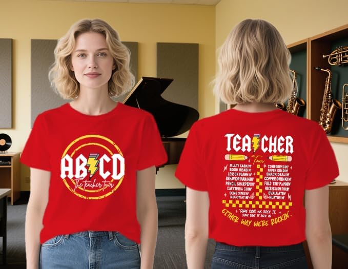 Teacher Shirts for Women Funny ABCD Teacher Tour T-Shirt Casual Back to School Teach Tee Tops - Image 2