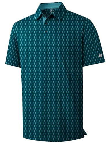 ZITY Mens Golf Shirts Short Sleeve Print Patterns Performance Moisture Wicking Polo Shirt