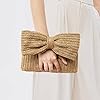 YOUSIS Sac à main en paille tissé avec nœud pour femme - Sac à main d'été - Sac de plage - Mariage - Sortie décontractée, marron, Taille unique #3