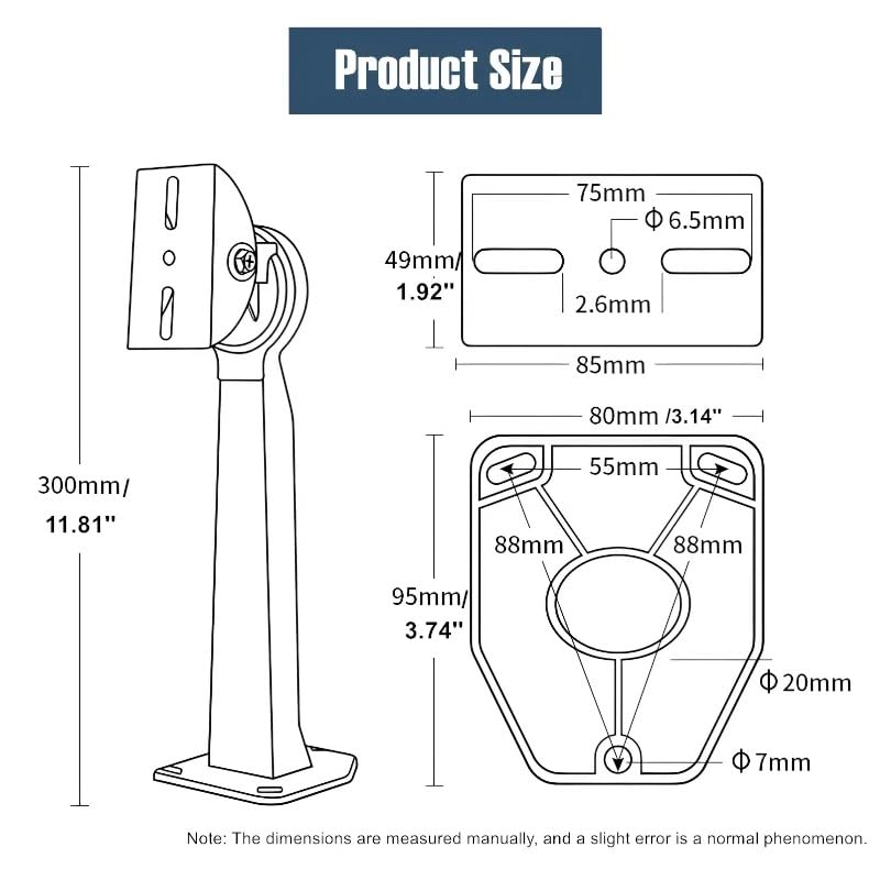 Image of Heavy Duty Metal Wall Mounting Bracket /Stand 11 inch for Bullet Camera & Housing (Enclosure), Universal Indoor & Outdoor Usage, Compatible with 1MP to 12MP Resolution Camera
