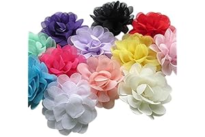 Chenkou Craft 12PCS Big 55MM Organza Ribbon Bows Flowers Appliques for Wedding Party Decoration