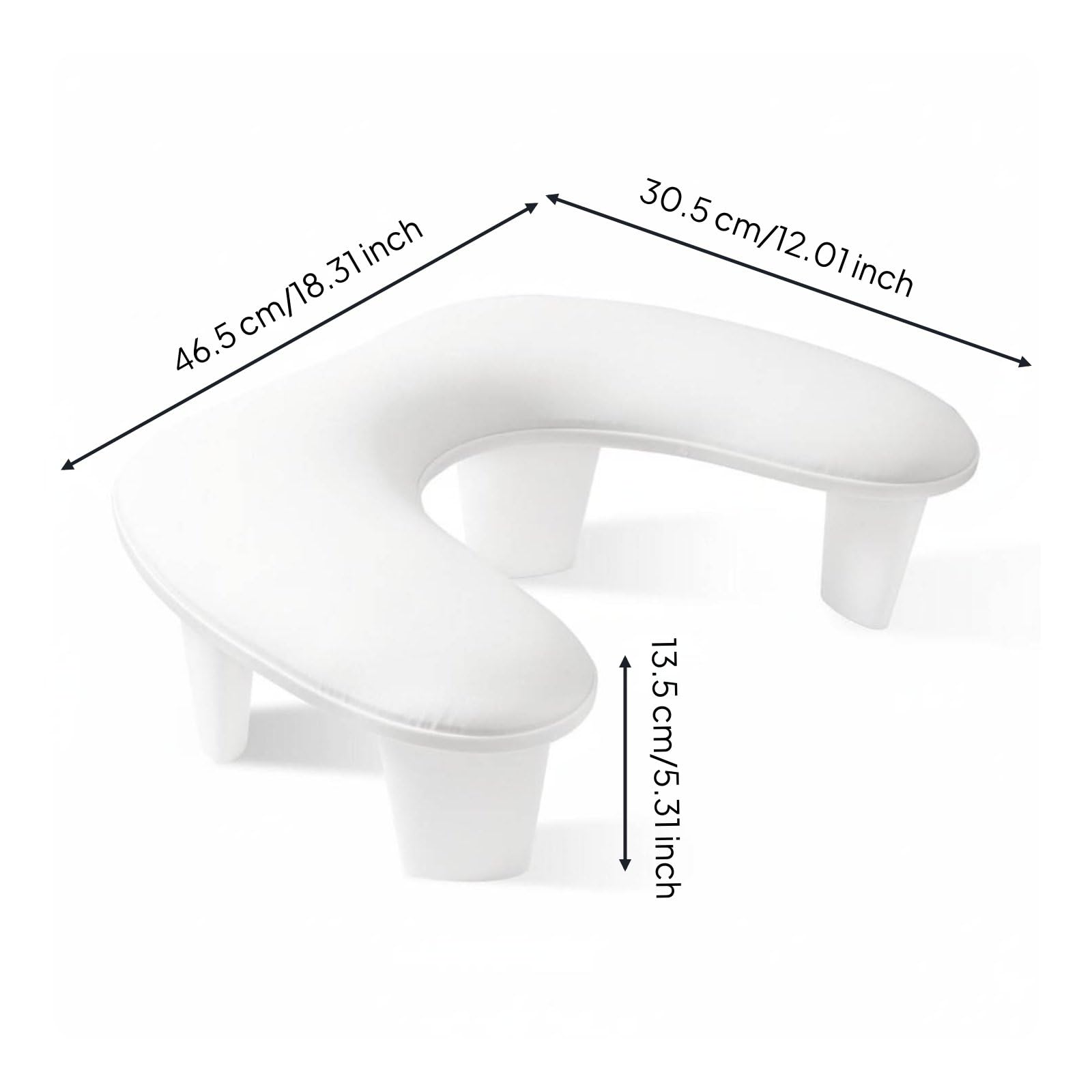 Soporte de Muñeca para Uñas Cojín de Manicura Almohadilla de Brazo con Curva Mariposa para Precisión y Comodidad Piel Impermeable y Soporte Elevado, White