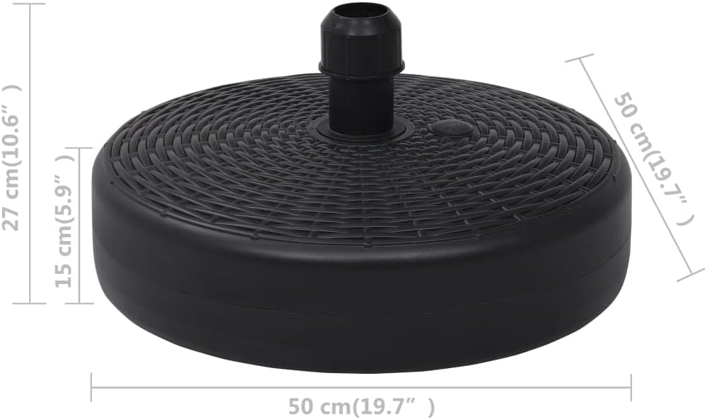 vidaXL Umbrella Base, Patio Umbrella Stand, Parasol Base Filled with 6.3 gal of Water or 61.7 lb of Sand, Weighted Base for Outdoor Garden Deck, Black