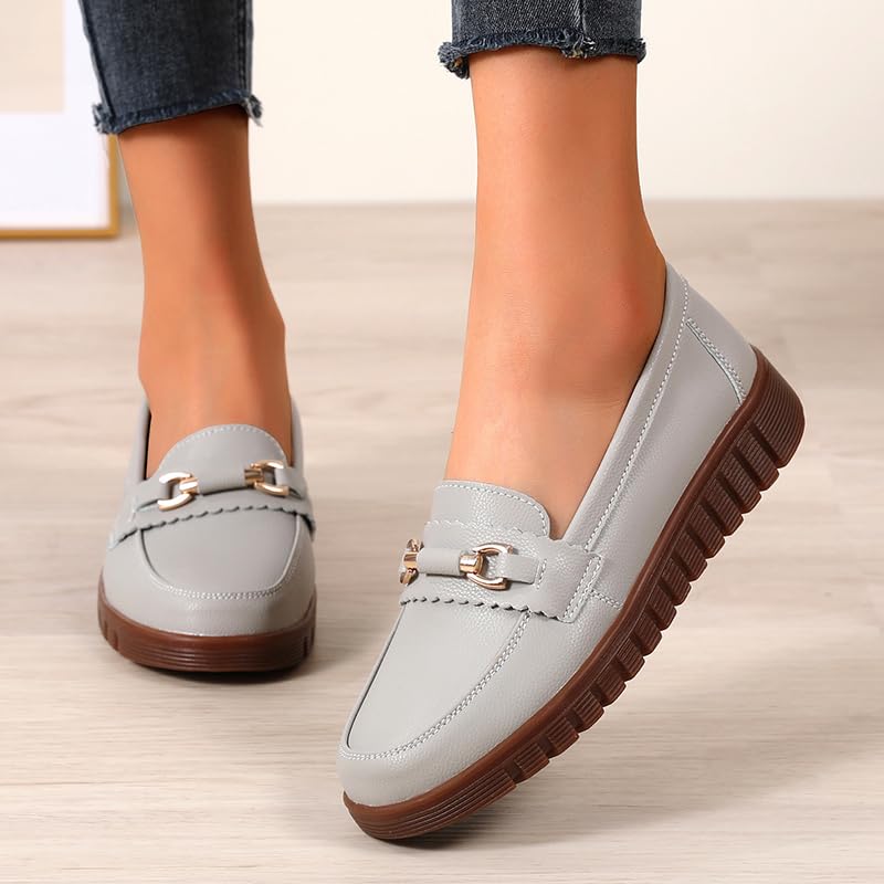 Image of Loafers for Women Business Casual Shoes Comfortable & Lightweight Round Toe Penny Dressy Slip On Work Flats