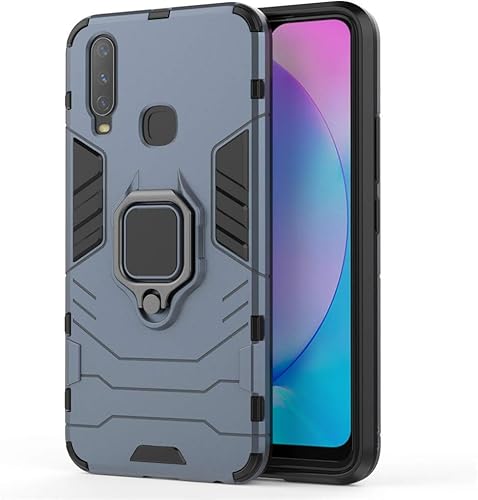 Miniatura 5 de LuluMain Compatible con VIVO Y17, soporte de anillo de metal, a prueba de golpes, parachoques duro (funciona con soporte magnético para automóvil),