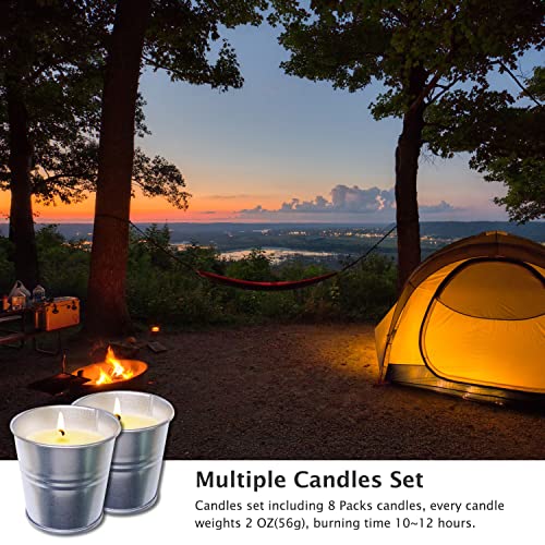 Topsics Citronella Kerze Outdoor, 8 Stück Zitronella Kerzen, Natürliche Sojawachs Zitronengras Duft Kerzen, Zitronella Candles für Garten,Terrasse, Picknick,Camping