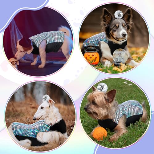 Disfraz de perro con lentejuelas holográficas multicolor talla S miniatura 6