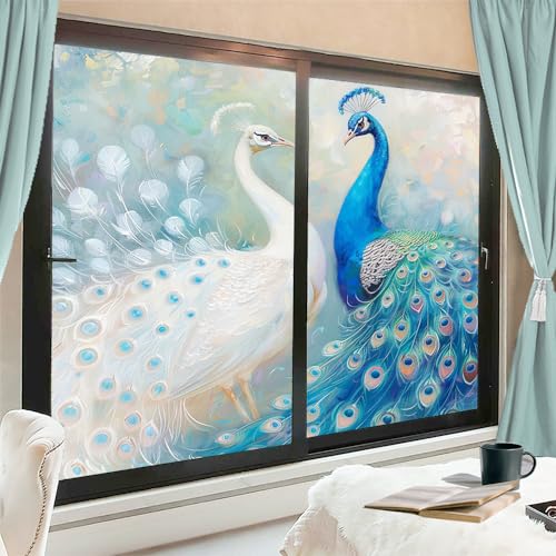 Película para ventana privacidad diseño vintage azul 2 pzas miniatura 1