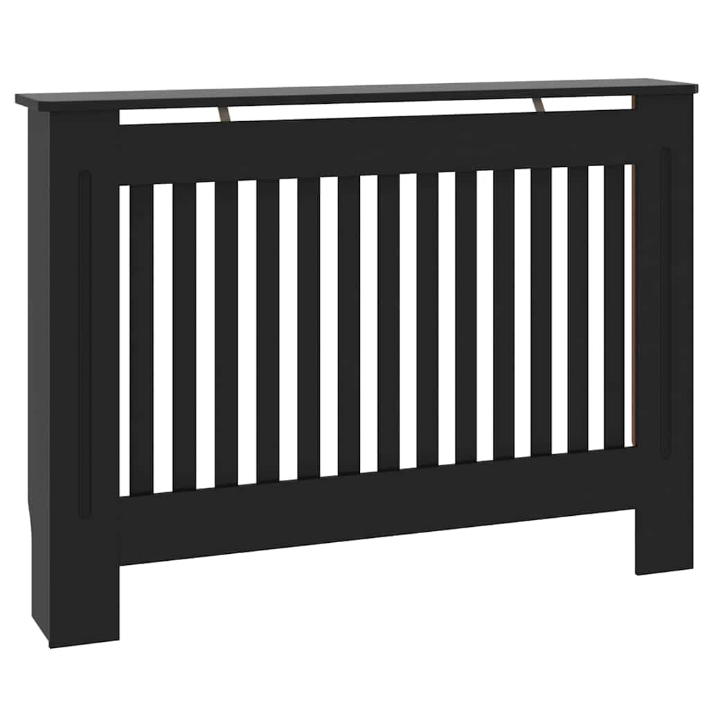 Esta Cubierta para radiador de Madera de ingeniería, 2 Piezas, Color Negro, 112 x 19 x 81,5 cm, Estante Superior Plano Resistente al Agua para Flujo de Calor y Almacenamiento.