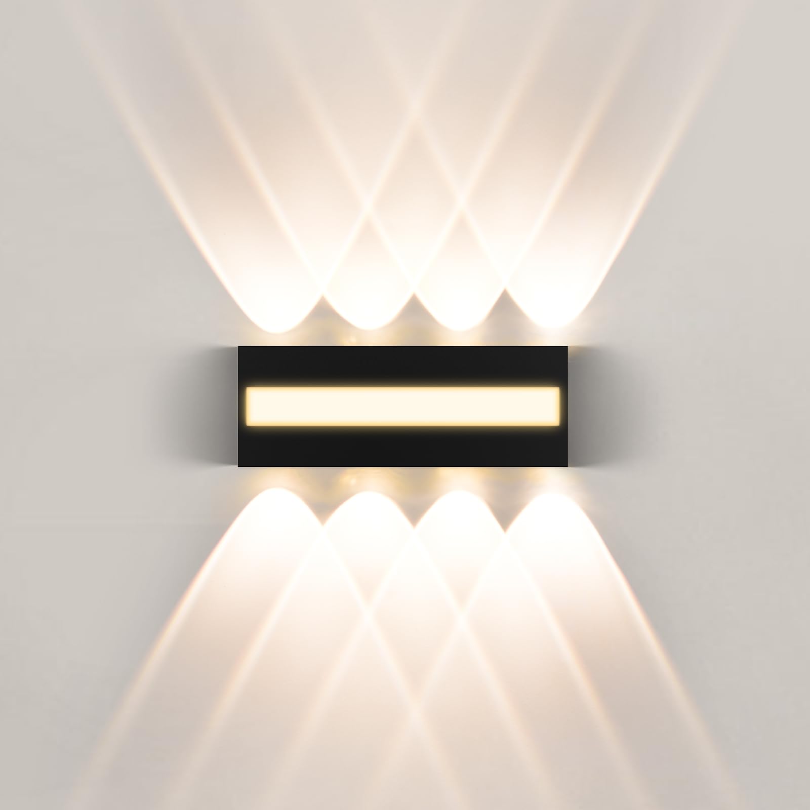 JVURICE LED Wandleuchte Innen IP65, 3000K Wandlampe mit 8 Lichtquellen Up Down, 12W (1200lm) LED Lampe aus Aluminium Für Wohnzimmer, Schlafzimmer, Flur, Treppenhaus, Warmweiß