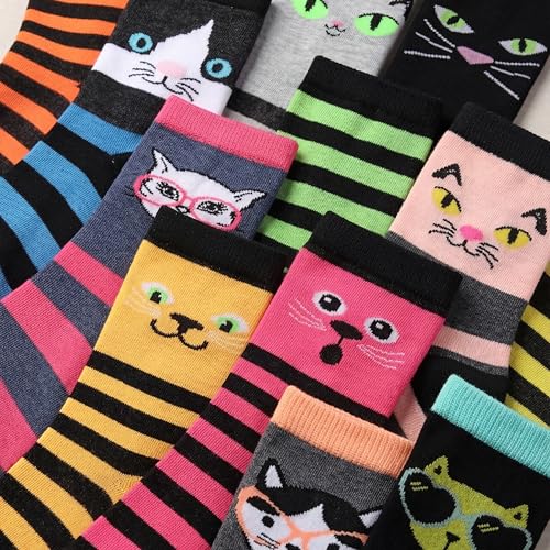 Image of Tipi Toe Women's Fun Patterned Dress Socks, 12-Pack Lightweight Colorful Crew Socks, Casual Novelty Assorted Designs